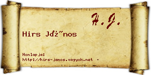 Hirs János névjegykártya