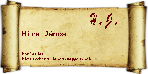 Hirs János névjegykártya