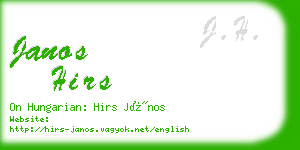 janos hirs business card